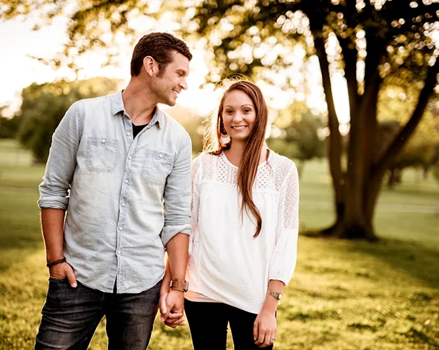 Couple smiling together